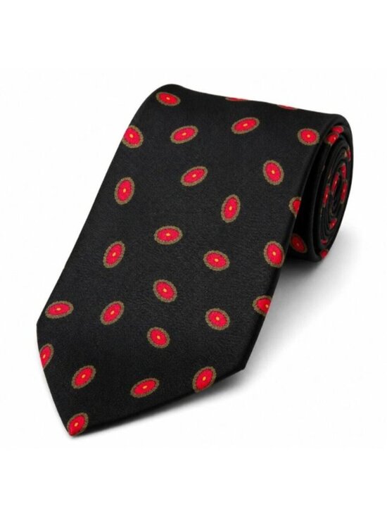 Private Stock Other - Private Stock Italian Silk Tie Vintage Black Red Gold Medallion Geometric Luxury